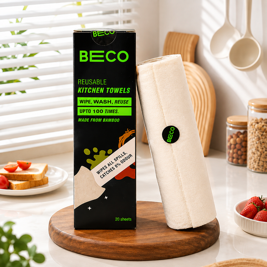 BECO Reusable Kitchen Towels | Bamboo Kitchen Cleaning Roll | Washable & Reusable Up to 100 Times